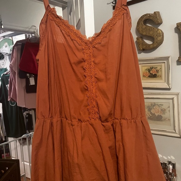 BloomChic Tops - Rust Orange Lace Trim Dress
